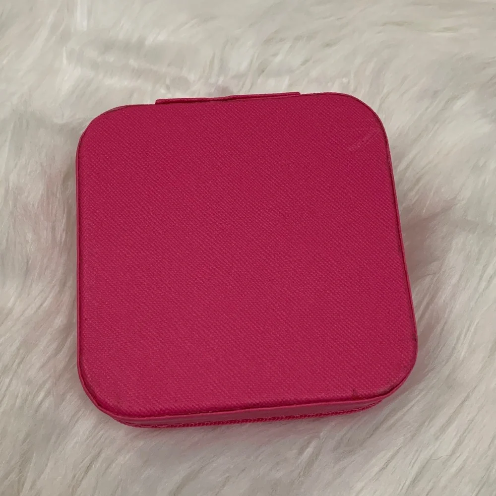 NEW Pink Heart Packable Travel Jewelry Case